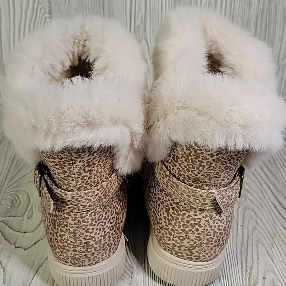 Journee Collection Leopard Print Faux Fur-Lined Boots Womens Size 8